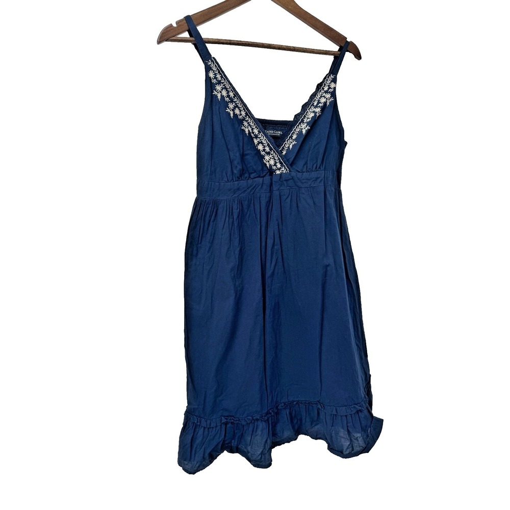 Y2K babydoll navy white Embroidered Sleeveless Sundress beachy nautical cottage‎